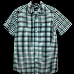 Children's Place Blue Plaid S/S Button Up Shirt NWT
